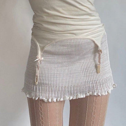 Stretch Lace Ruffle Hip Skirt