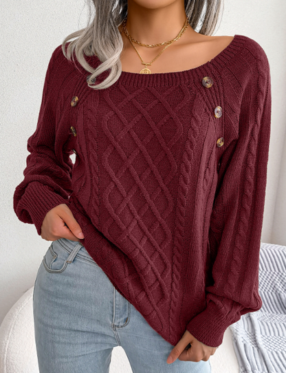 Buttoned Bliss Twist Sweater