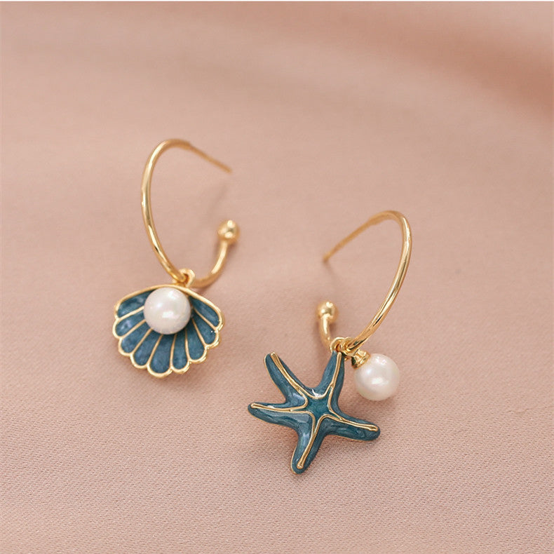 Shell-Starfish Pearl Earrings