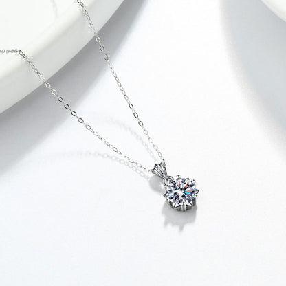 Six-pointed Zircon Pendant Necklace