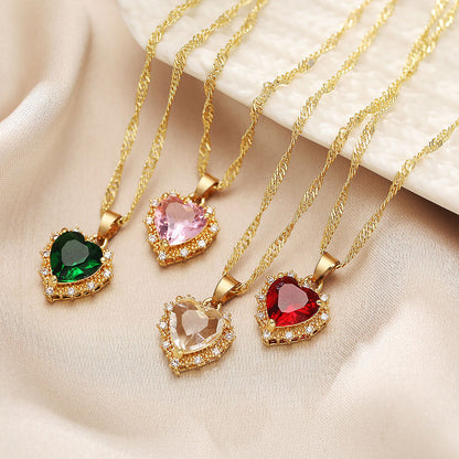 Colorful Rhinestones Heart-shaped Necklace