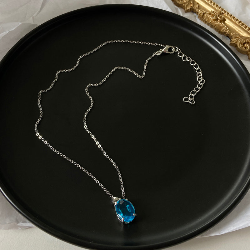 Chic Blue Crystal Zircon Pendant Necklace