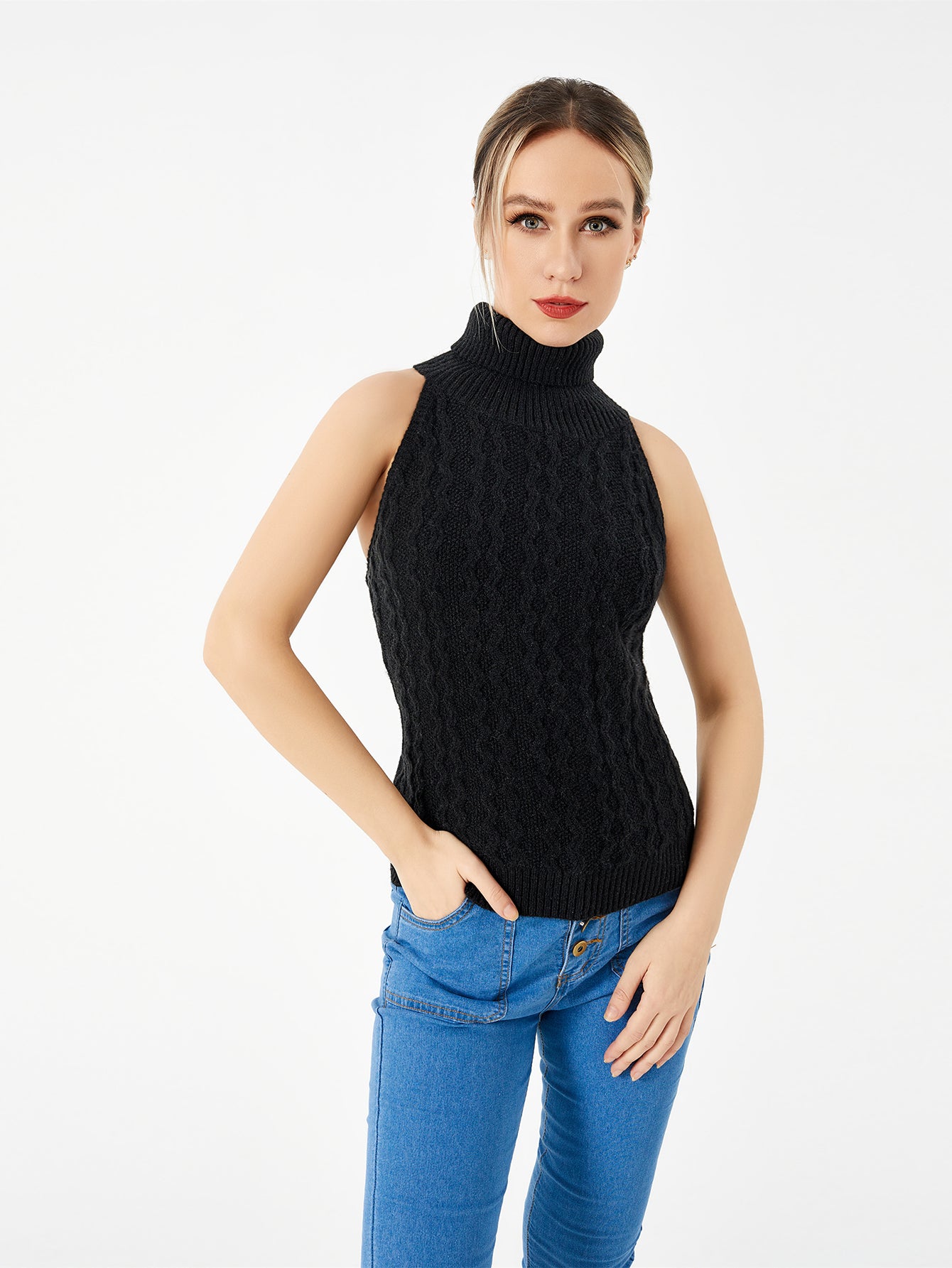 Stretch Casual Turtleneck Top