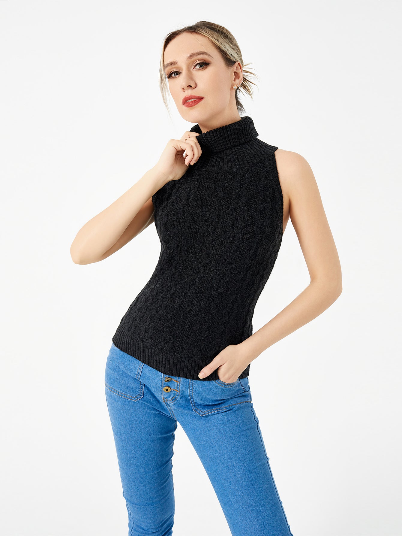 Stretch Casual Turtleneck Top