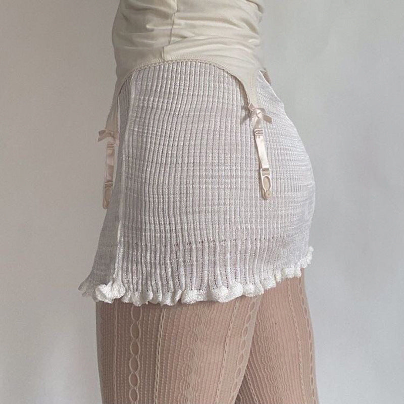 Stretch Lace Ruffle Hip Skirt