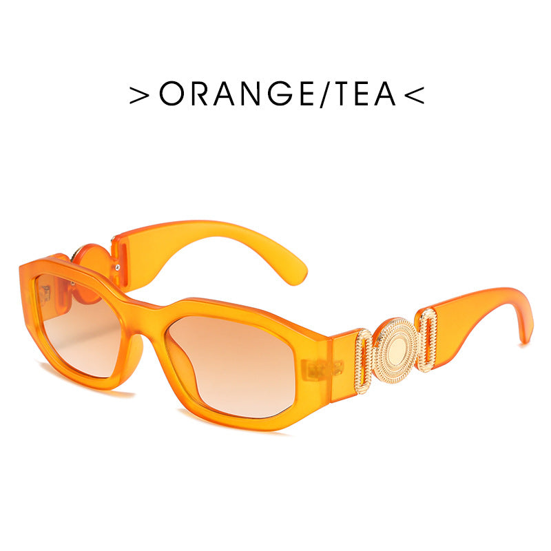 Retro Polygon Metal Hinged Small Frame Sunglasses