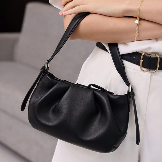 Silky Folded Leather Cloud Bag