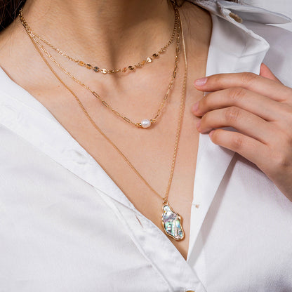 Necklace simple assorted abalone Shell multi-layer chain