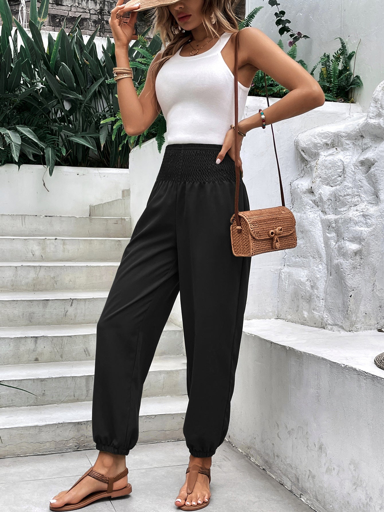 Elastic Waist Palazzo Pants