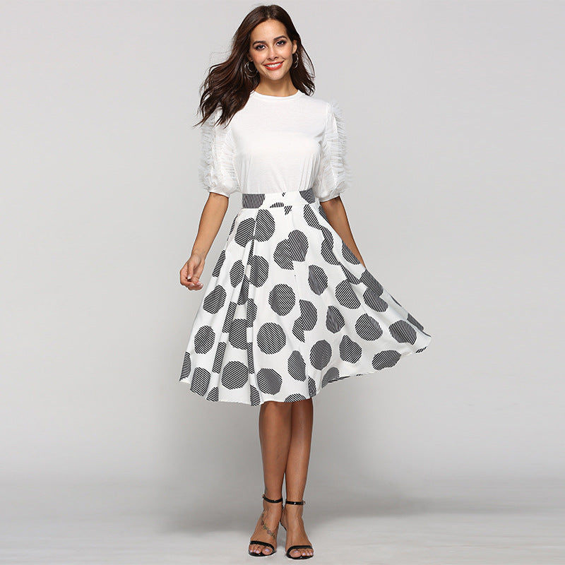 Round Dot Flared Midi