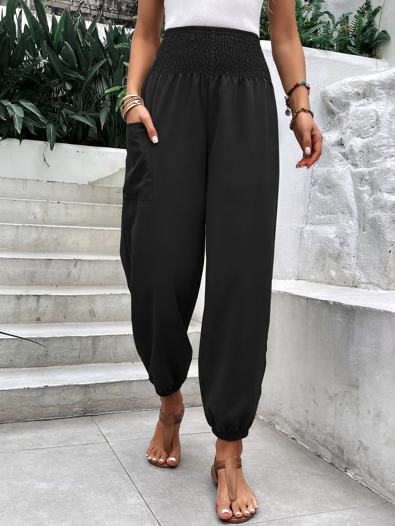 Elastic Waist Palazzo Pants