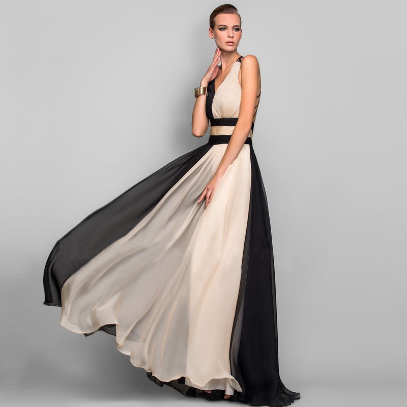 Vivid V-Plunge Backless Gown