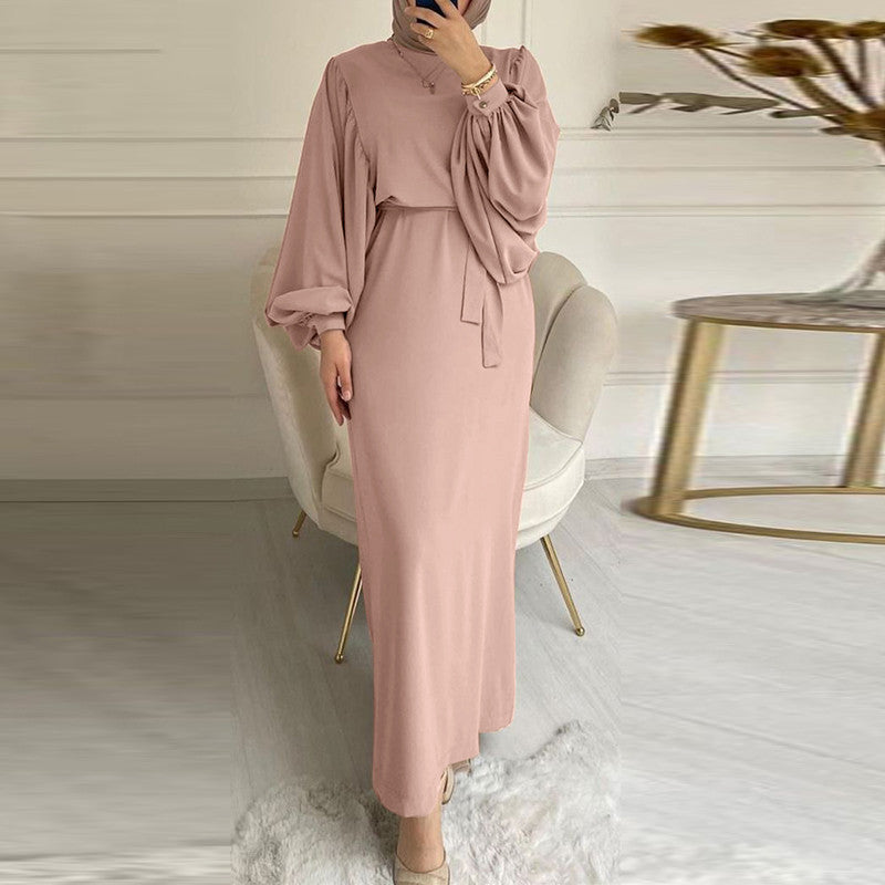 Solid Color Long Sleeve Casual Abaya