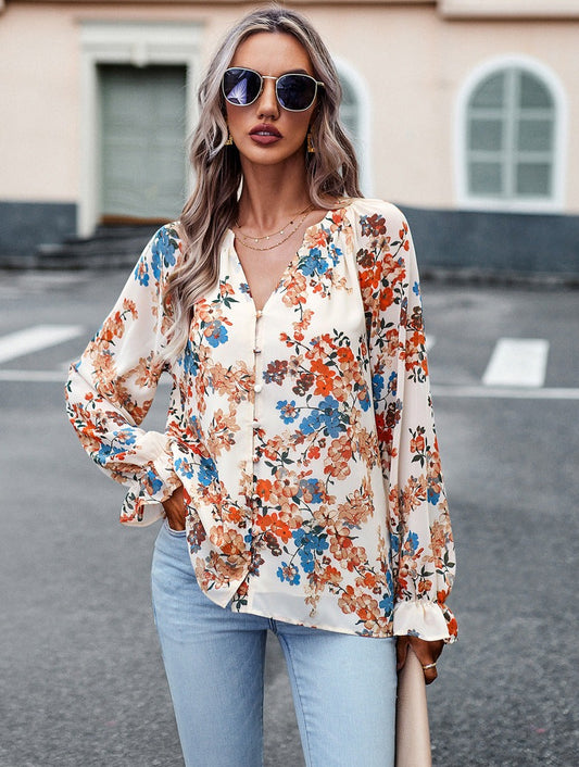 V Neck Long Sleeve Top