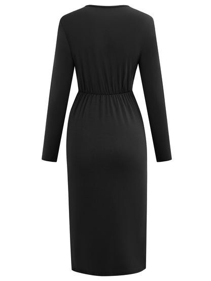 Chic Waist-Cinched V-Dress