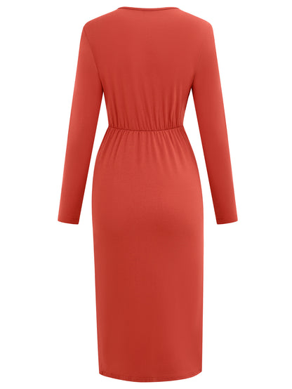 Chic Waist-Cinched V-Dress