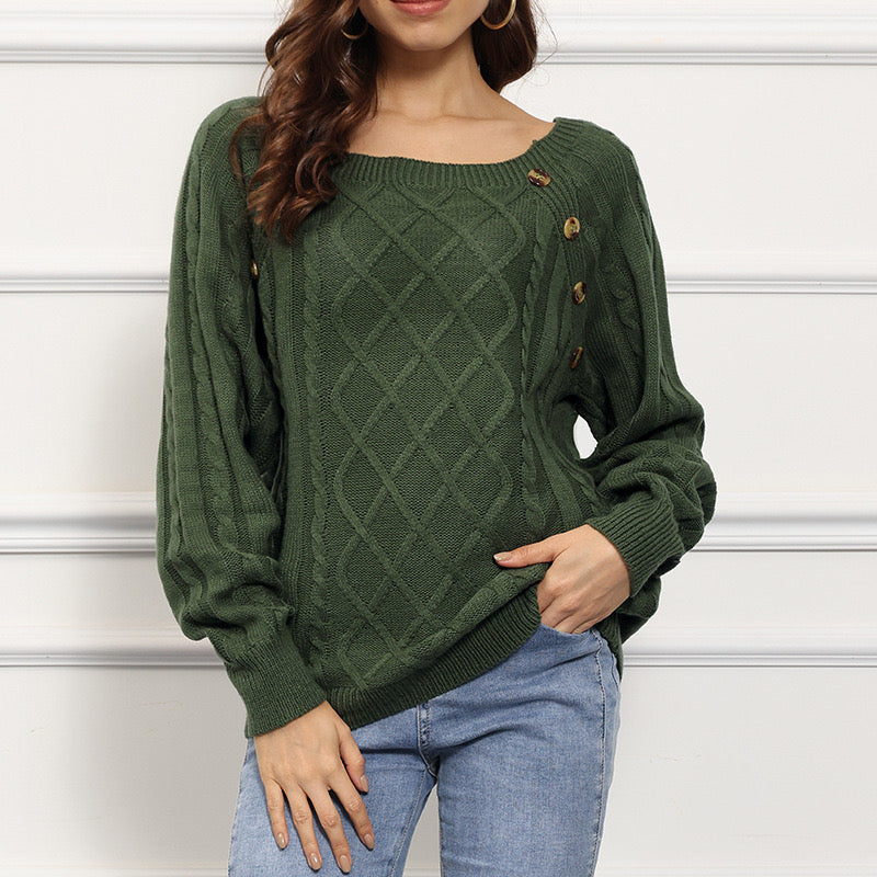 Buttoned Bliss Twist Sweater