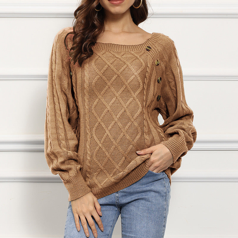 Buttoned Bliss Twist Sweater