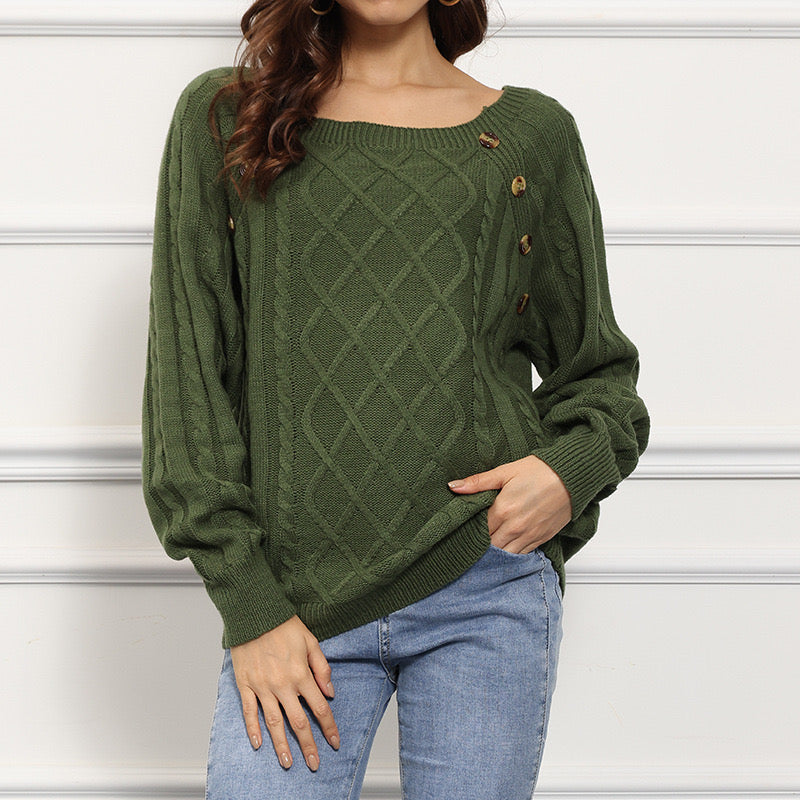 Buttoned Bliss Twist Sweater