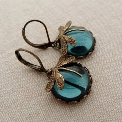 Hanging Vintage Dragonfly Pendant Earrings