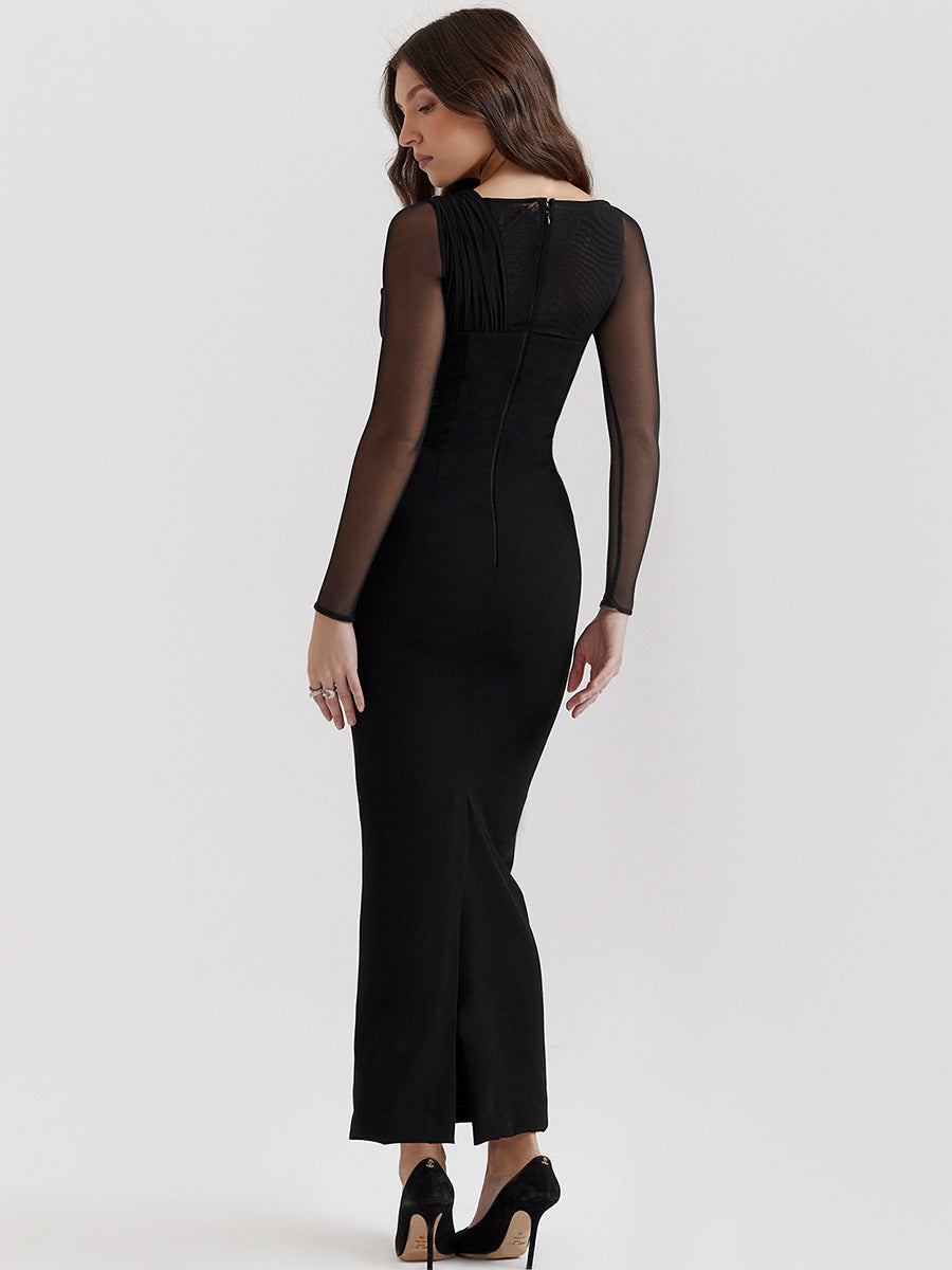 V-Luxe Mesh Cardigan Gown