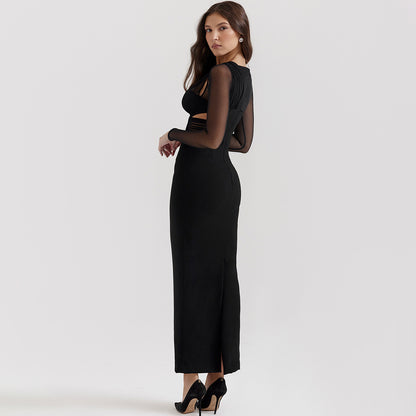 V-Luxe Mesh Cardigan Gown