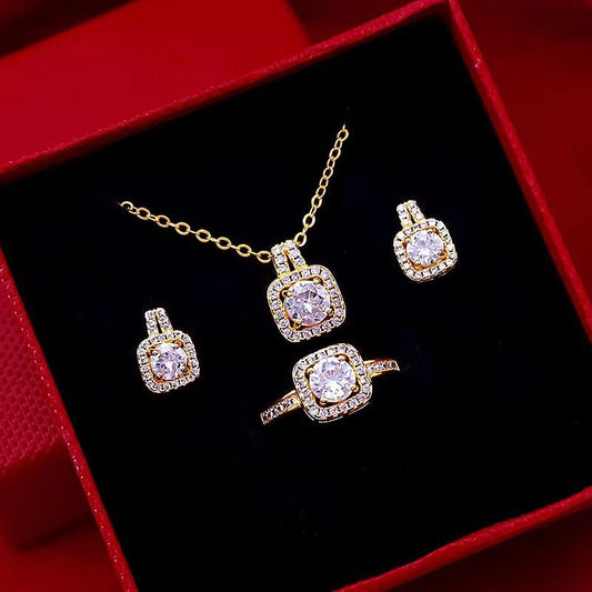 Jewelry Set Zircon Gem Pendant Chain Choker Necklace