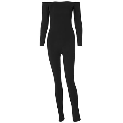 Women's Fashion Pure Color Tight Jumpsuit