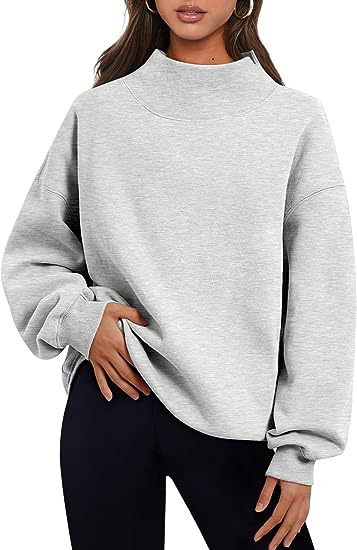 Pullover Sweatshirt Solid Color Loose Tops Round Neck Sweater