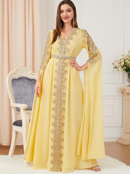 Splicing Extra Long Sleeve Arabic Dress