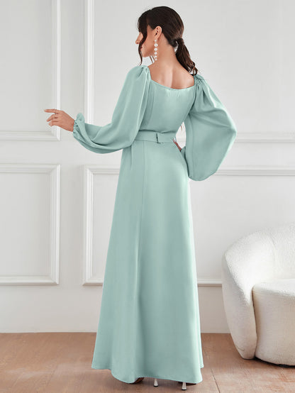 High Waist Rhinestone Dress Robe