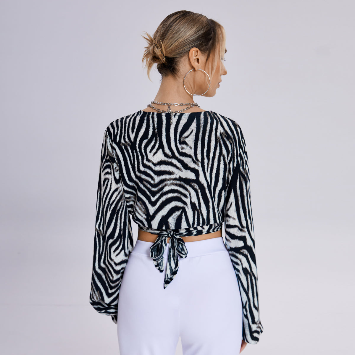 Zebra Twist V-Neck Top