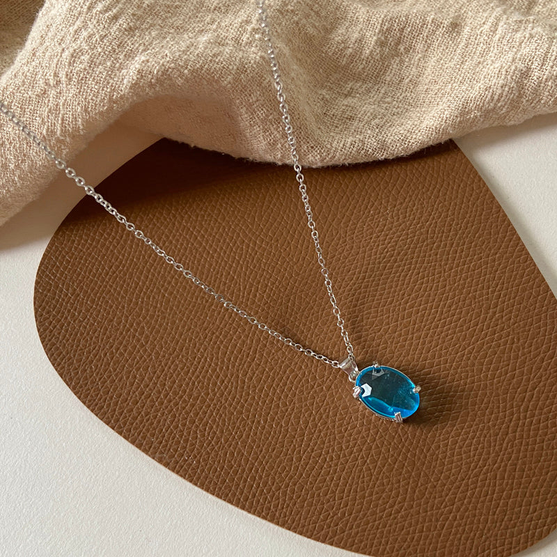 Chic Blue Crystal Zircon Pendant Necklace