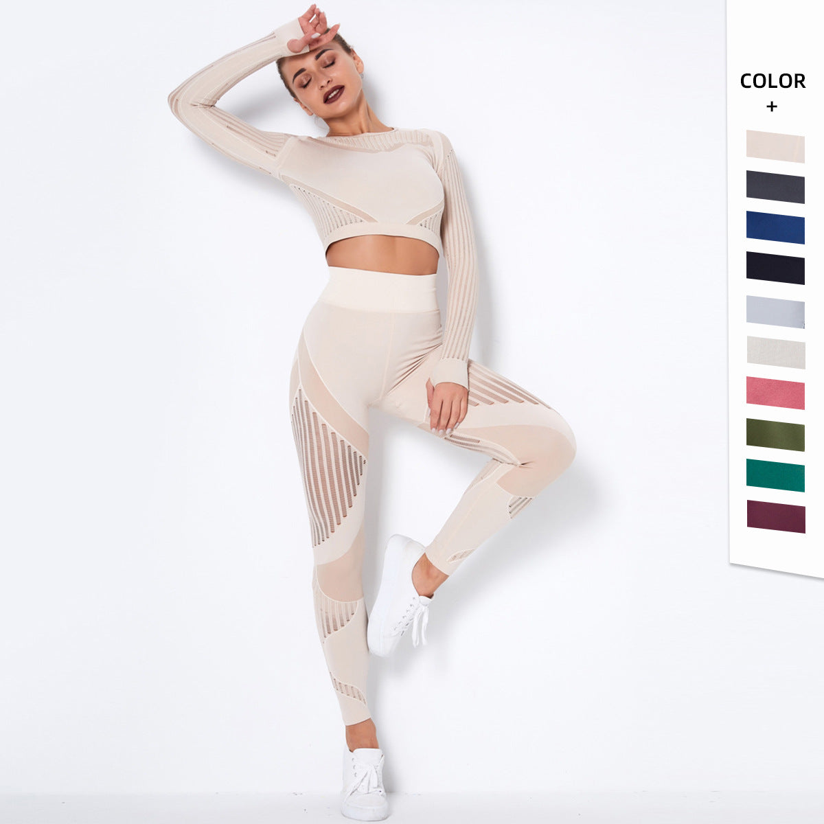 Seamless Knitted Absorbent Yoga Long-Sleeved Yoga Suit