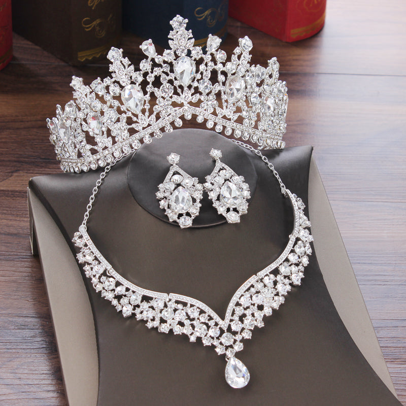 Bridal Crown Necklace Earrings Set