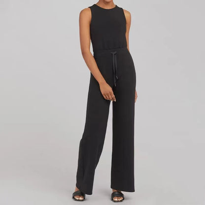 Solid Color Sleeveless Jumpsuit