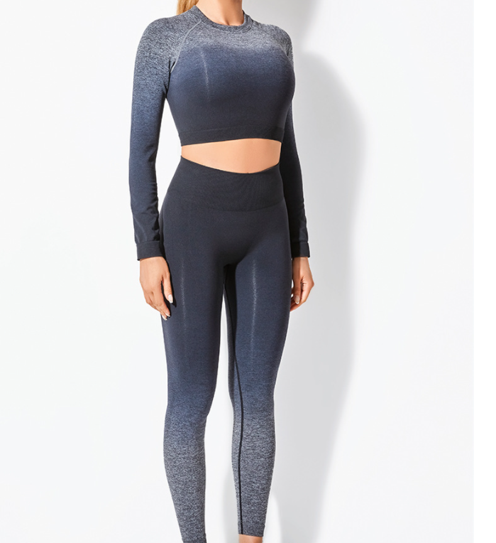 Long Sleeve Suit Seamless Gradient Fitness Wear