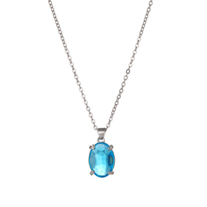 Chic Blue Crystal Zircon Pendant Necklace