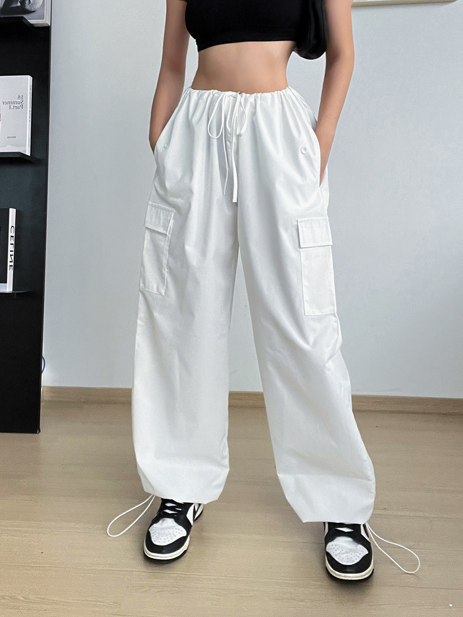 String Straight Leg Cargo Pants