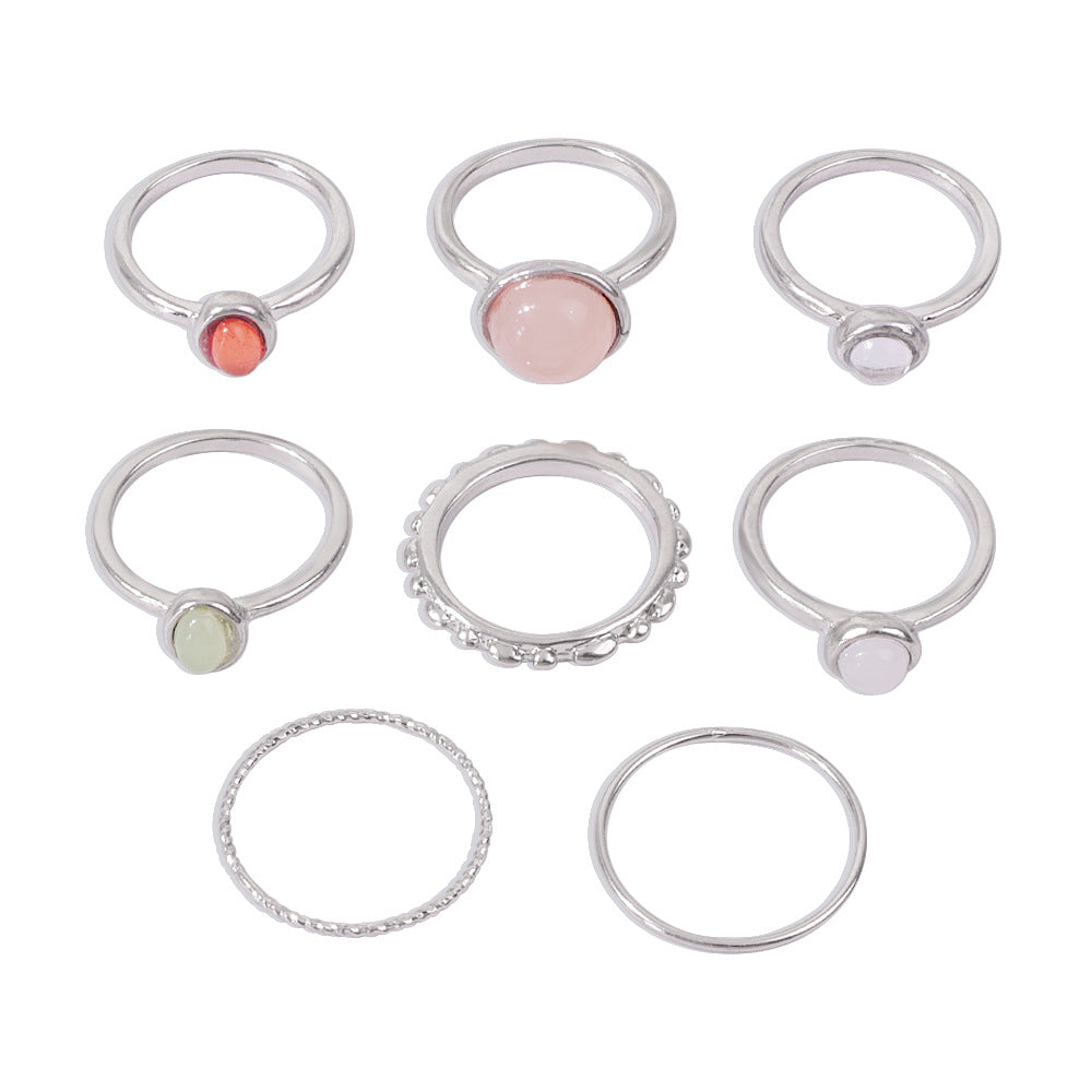 Colorful Stone Metalic Finger Ring set