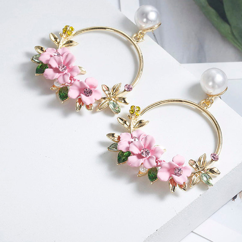 Pink Flower Earrings