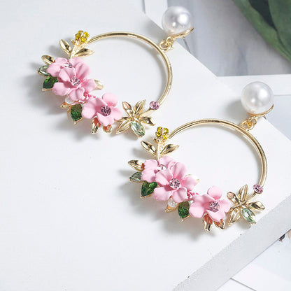 Pink Flower Earrings