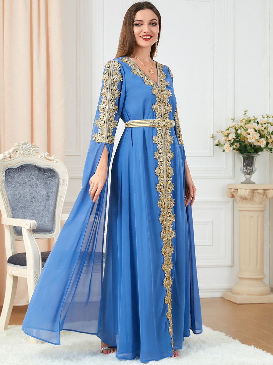 Splicing Extra Long Sleeve Arabic Dress