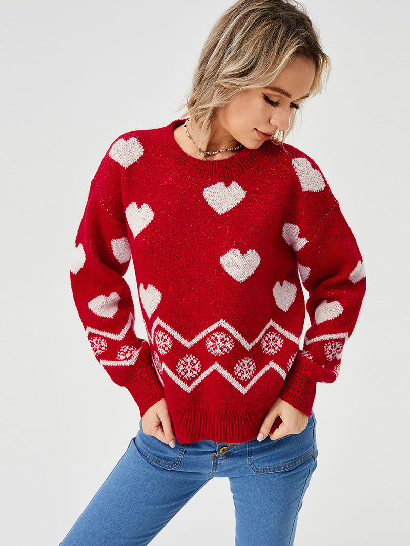 Loose Casual Cozy Heart Sweater