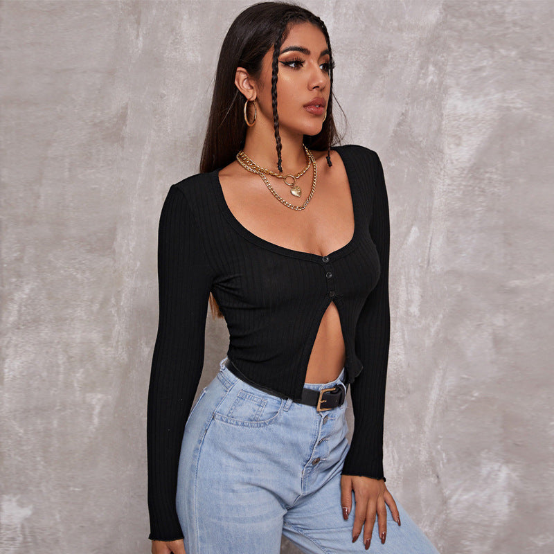 Long Sleeved Crop Cardigan Top