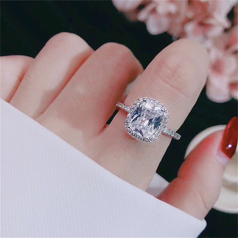 Jewelry Engagement Ring White Gold Color Anillos