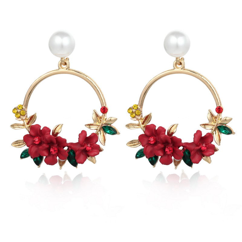 Pink Flower Earrings