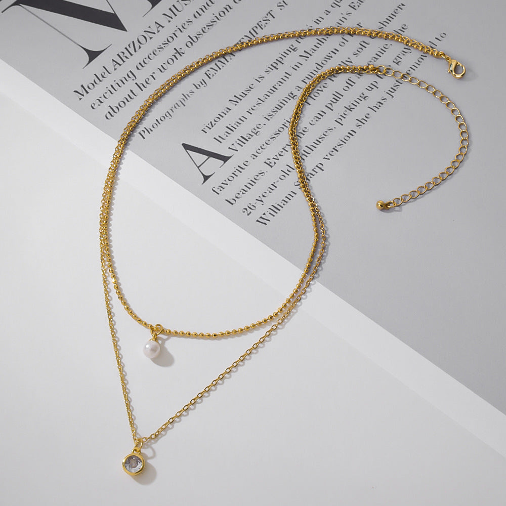 Sleek Twin Zircon Copper Chain