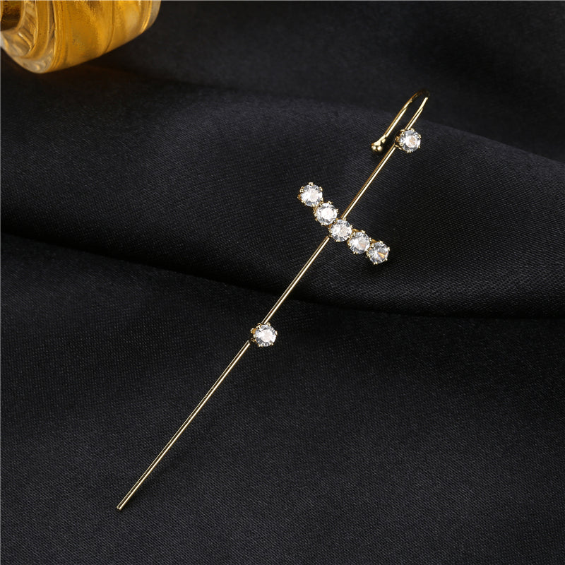 Rhinestone Piercing Ear Hanging - Single