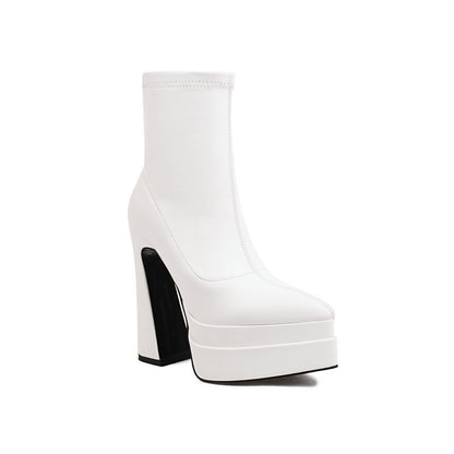 Short Heel Boots Pointed Toe